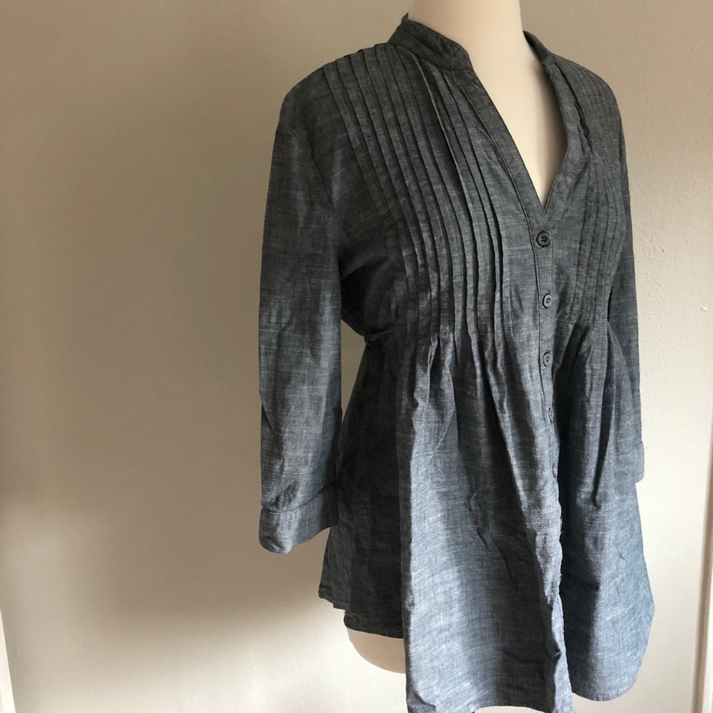 Paris Chambray Tunic with Pleats
